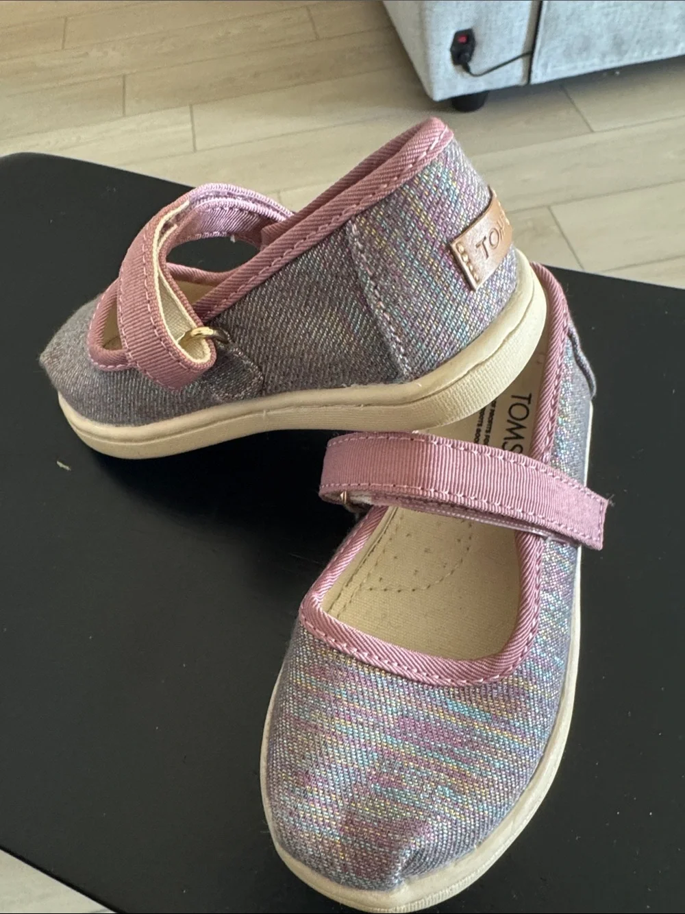 Toms Girls' Iridescent Pink Mary Jane Shoes